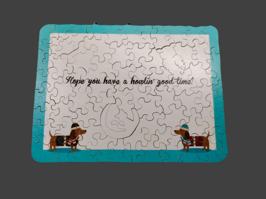 Howling Dachshund- Greeting Card Puzzle