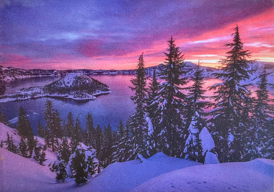 Snowy Lake Sunset Greeting Card - Jigsaw Puzzle