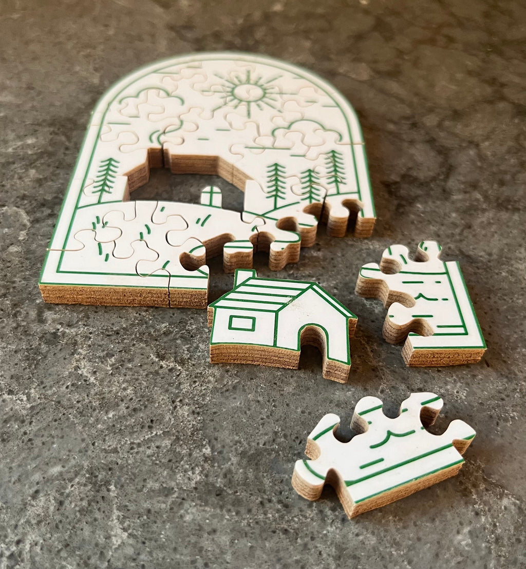 Evergreen Cabin – Mini Hand-Cut Wooden Puzzle