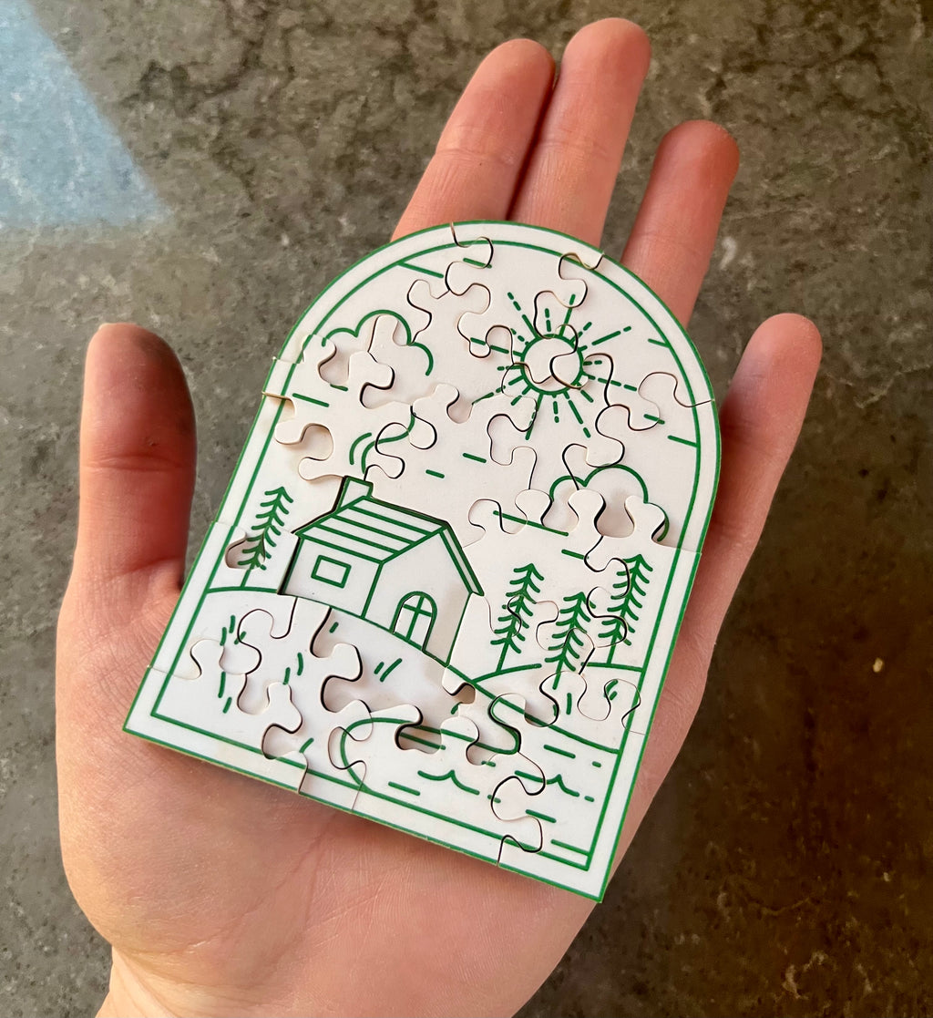 Evergreen Cabin – Mini Hand-Cut Wooden Puzzle