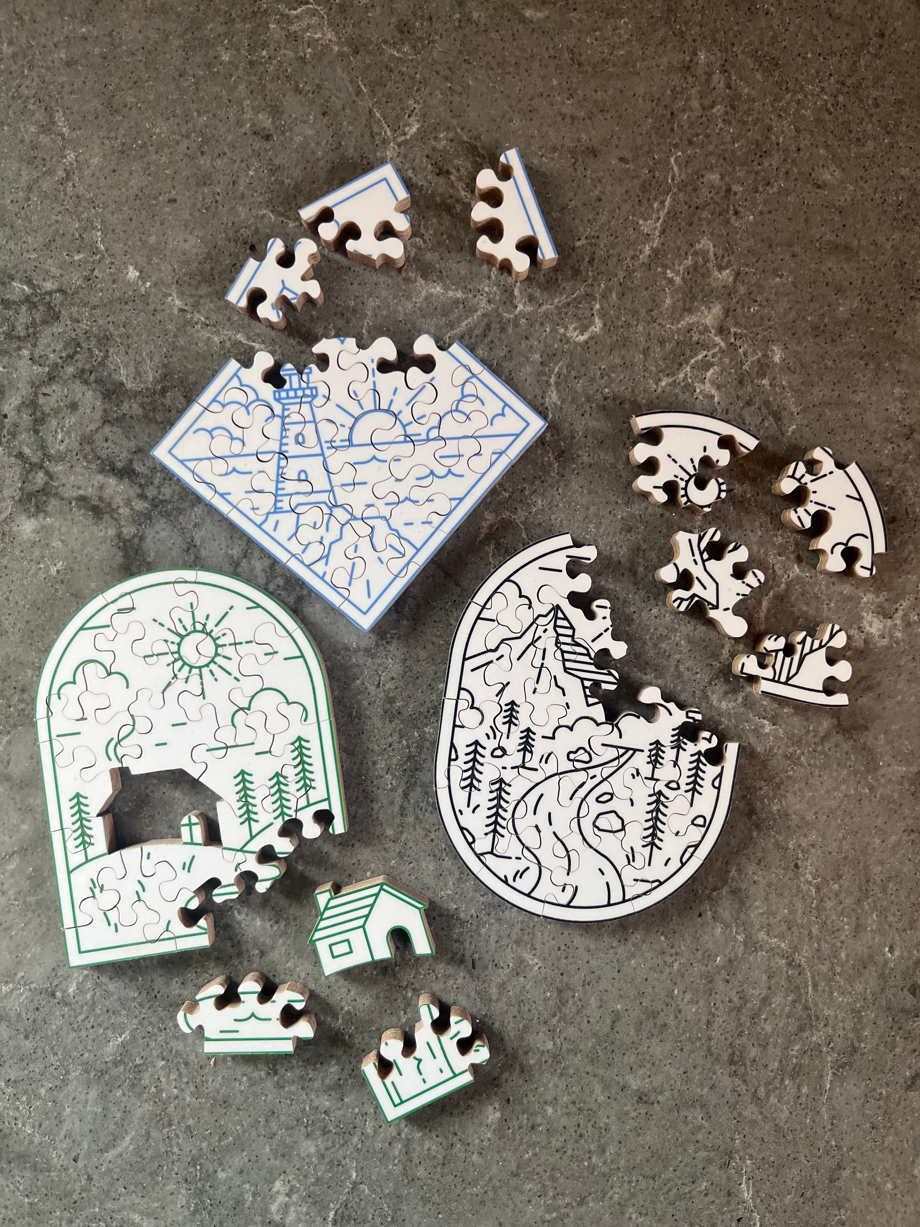 The Maine Escape Bundle – Set of Three Hand-Cut Mini Puzzles