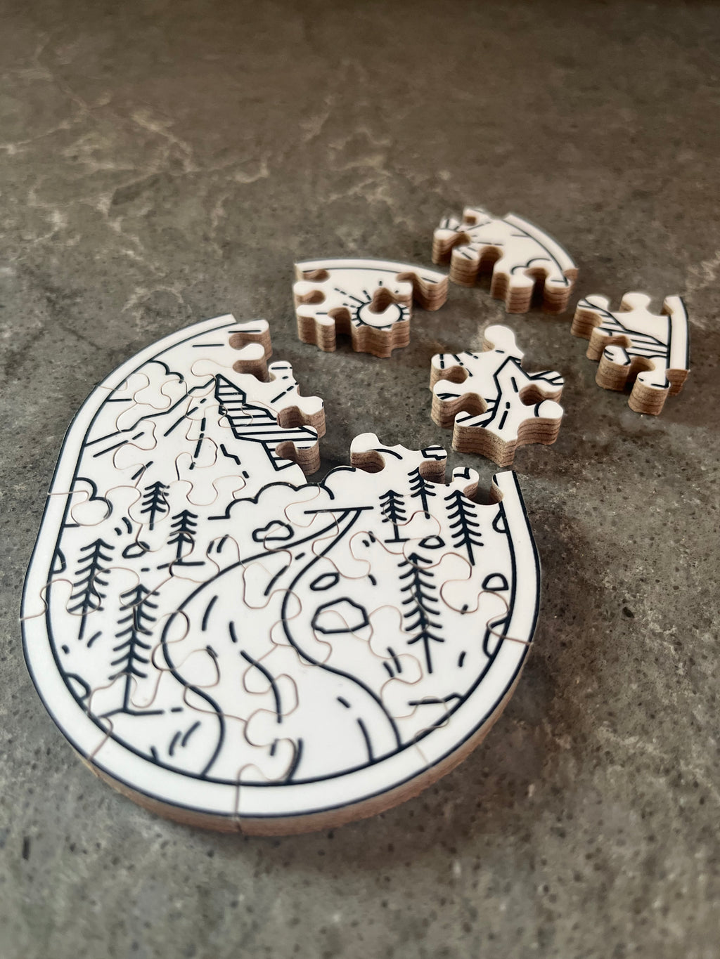 Mountain Road – Mini Hand-Cut Wooden Puzzle