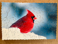 Snowy Cardinal – Hand-Cut Wooden Jigsaw
