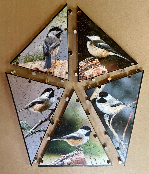 Chickadee Collage – Hand-Cut Wooden Jigsaw